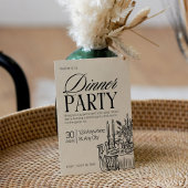 白黒モダンリハーサルディナー招待状 招待状