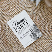 白黒モダンリハーサルディナー招待状 招待状