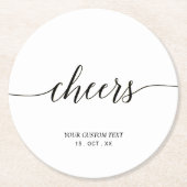 白黒モダンレタリング応援パーティー ラウンドペーパーコースター (正面)