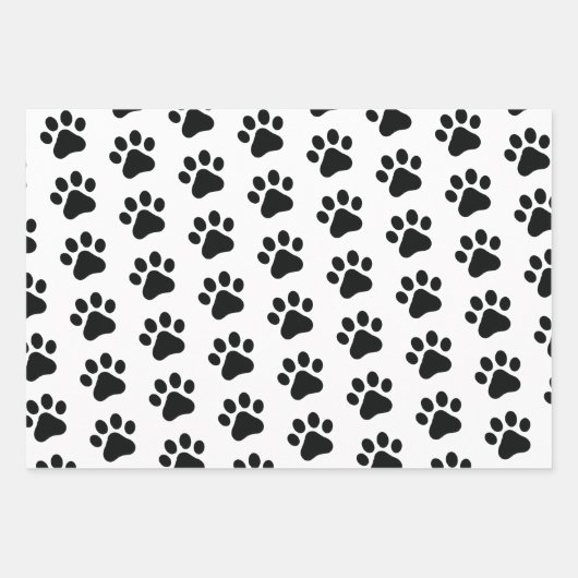 白黒モダンレッドドッグをテーマにしたホリデーペットラップ ラッピングペーパーシート (正面)