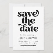 白黒モダンレトロ結婚式の日付を保存 招待状 (正面)