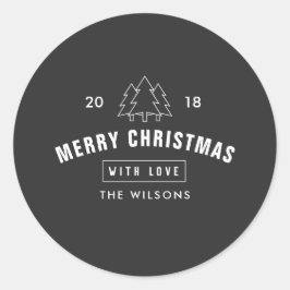 白黒モダンロゴクリスマス ラウンドシール