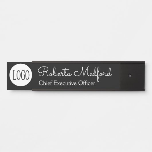 白黒モダンロゴドアの署名プレート サインプレート (正面)