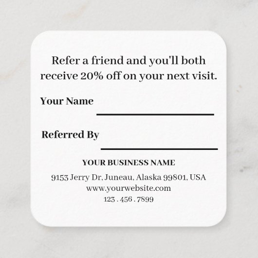 白黒モダンロゴプロフェッショナル 紹介カード (裏面)