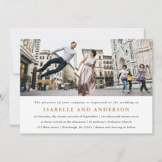 白黒モダンワンフォトズ結婚ズ 招待状 (正面)