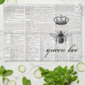 白黒モダンヴィンテージクイーンビー🐝 キッチンタオル (折り畳み)