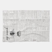 白黒モダンヴィンテージクイーンビー🐝 キッチンタオル (横)