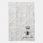 白黒モダンヴィンテージクイーンビー🐝 キッチンタオル (縦)