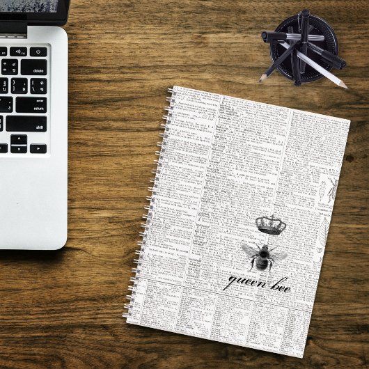 白黒モダンヴィンテージクイーンビー🐝 ノートブック