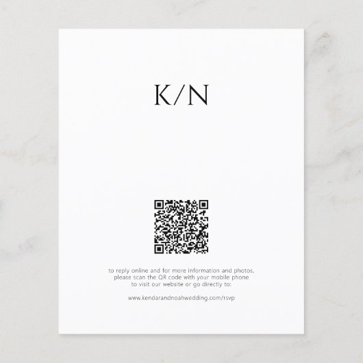 白黒モダン予算結婚式招待状 (裏面)