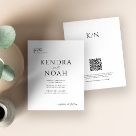 白黒モダン予算結婚式招待状