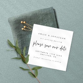 白黒モダン任意の色の結婚式の日付を保存 招待状