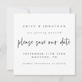 白黒モダン任意の色の結婚式の日付を保存 招待状 (正面)