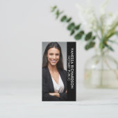 白黒モダン公証人縦写真QRコード 名刺 (スタンド正面)