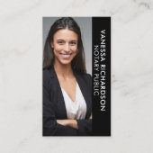 白黒モダン公証人縦写真QRコード 名刺 (正面)