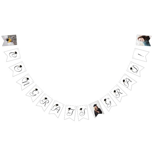 白黒モダン写真の卒業式のバンティングのバナー バンティングフラッグ (全)