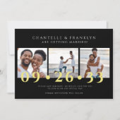 白黒モダン写真の日付を保存 招待状 (正面)