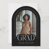 白黒モダン写真コラージュの発表 招待状 (正面)