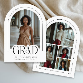 白黒モダン写真コラージュの発表 招待状