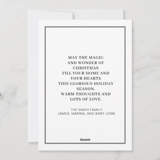 白黒モダン写真ハッピーホリデーズフォトホリ シーズンカード (裏面)