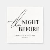 白黒モダン写真リハーサルディナー スタンダードカクテルナプキン (正面)