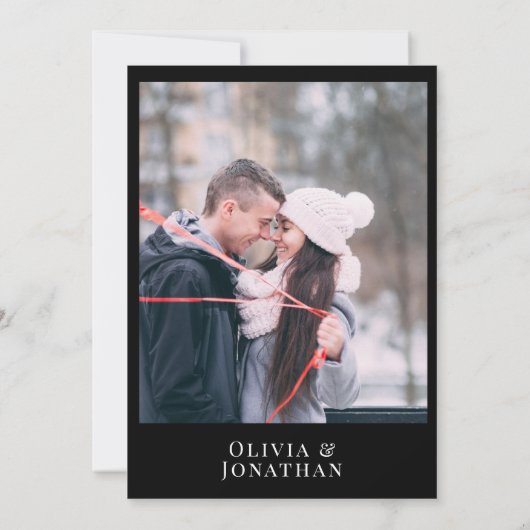 白黒モダン写真リハーサルディナー 招待状 (裏面)