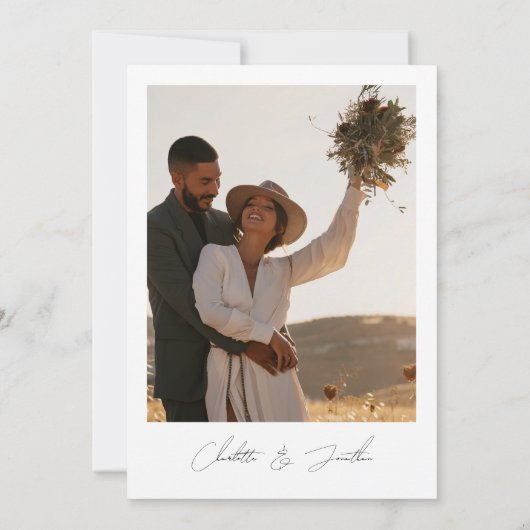 白黒モダン写真リハーサルディナー 招待状 (裏面)