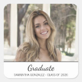 白黒モダン写真卒業封筒用シール スクエアシール (正面)