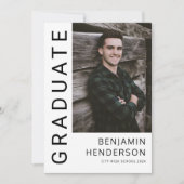 白黒モダン写真卒業 案内状 (正面)