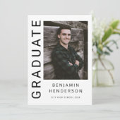 白黒モダン写真卒業 案内状 (スタンド正面)