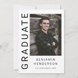 白黒モダン写真卒業 案内状