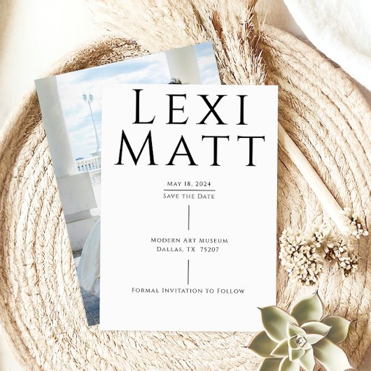 白黒モダン写真日付の保存 セーブザデート