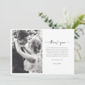 白黒モダン写真結婚のサンキューカード 招待状 (スタンド正面)