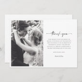 白黒モダン写真結婚のサンキューカード 招待状 (正面/裏面)