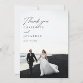 白黒モダン写真結婚の サンキューカード (正面)