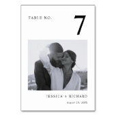 白黒モダン写真結婚の テーブルナンバー (裏面)