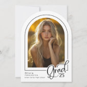 白黒モダン写真2025年の発表 招待状 (正面)