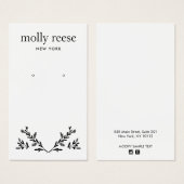 白黒モダン分岐耳飾り表示カード (正面&裏面)