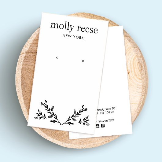 白黒モダン分岐耳飾り表示カード