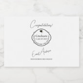 白黒モダン卒業おめでとう リキュールボトルラベル (シングルラベル)