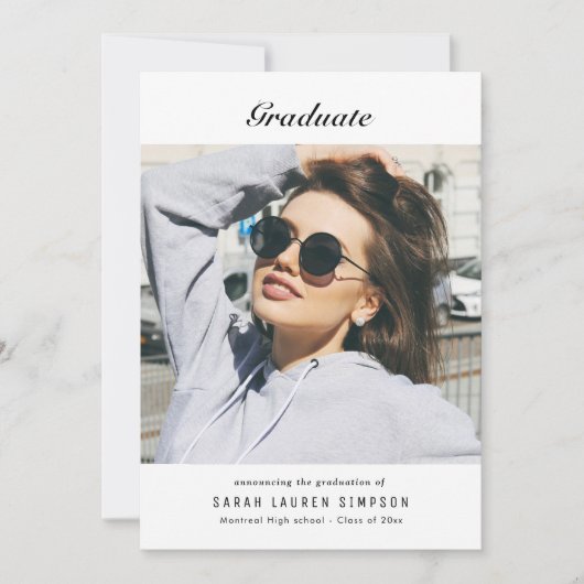 白黒モダン卒業ディナー 招待状 (正面)