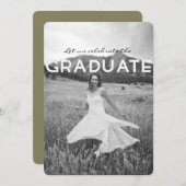 白黒モダン卒業パーティー招待状 招待状 (正面/裏面)