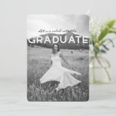 白黒モダン卒業パーティー招待状 招待状 (スタンド正面)