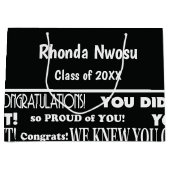 白黒モダン卒業大抱き枕 ラージペーパーバッグ (正面)