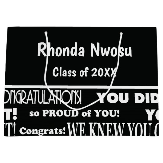 白黒モダン卒業大抱き枕 ラージペーパーバッグ (正面)