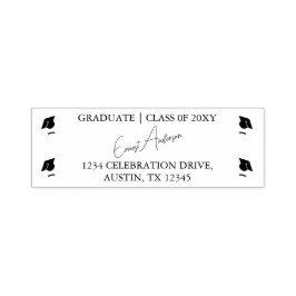 白黒モダン卒業差出人住所 セルフインキングスタンプ