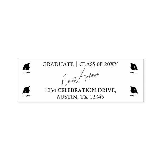 白黒モダン卒業差出人住所 セルフインキングスタンプ (デザイン)