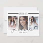 白黒モダン卒業式の日付を保存 | セーブザデート (正面)