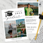 白黒モダン卒業式の日付を保存 案内状