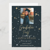 白黒モダン卒業招待状 招待状 (正面/裏面)